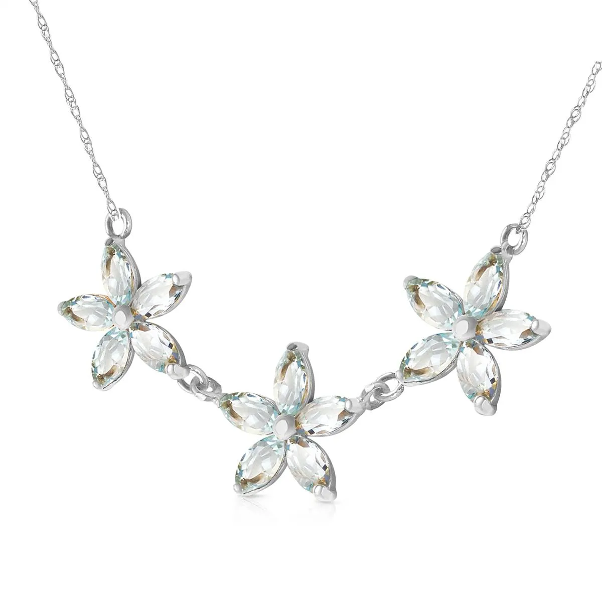 4.2 Carat 14K Solid White Gold Necklace Natural Aquamarine