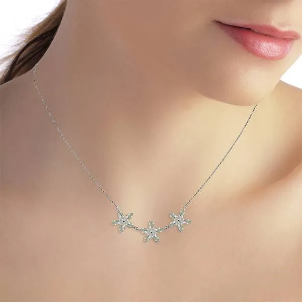 4.2 Carat 14K Solid White Gold Necklace Natural Aquamarine