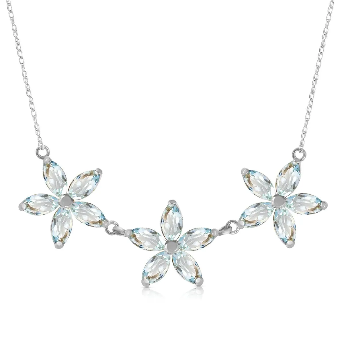 4.2 Carat 14K Solid White Gold Necklace Natural Aquamarine