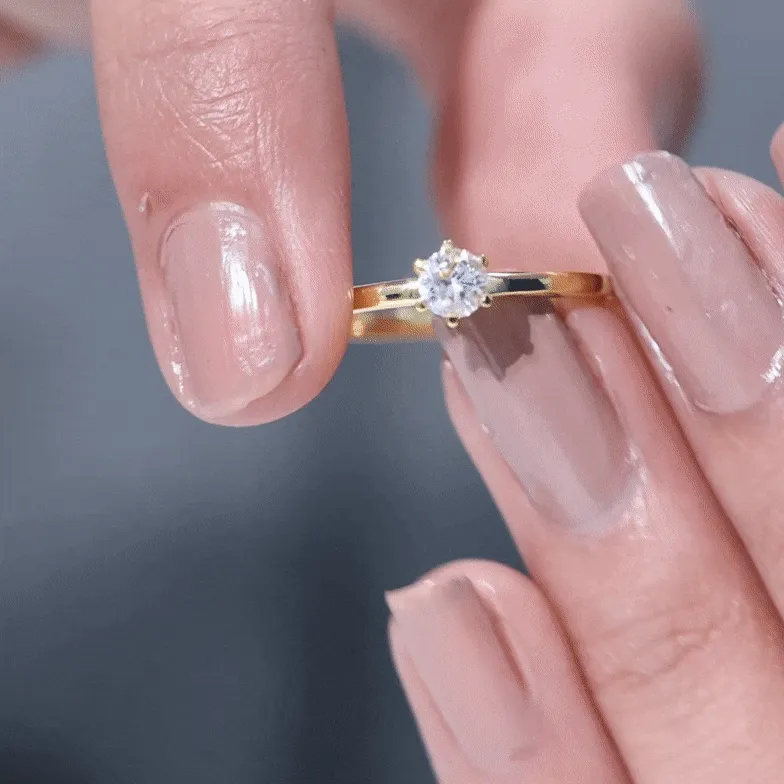 5 MM Round Zircon Solitaire Promise Ring