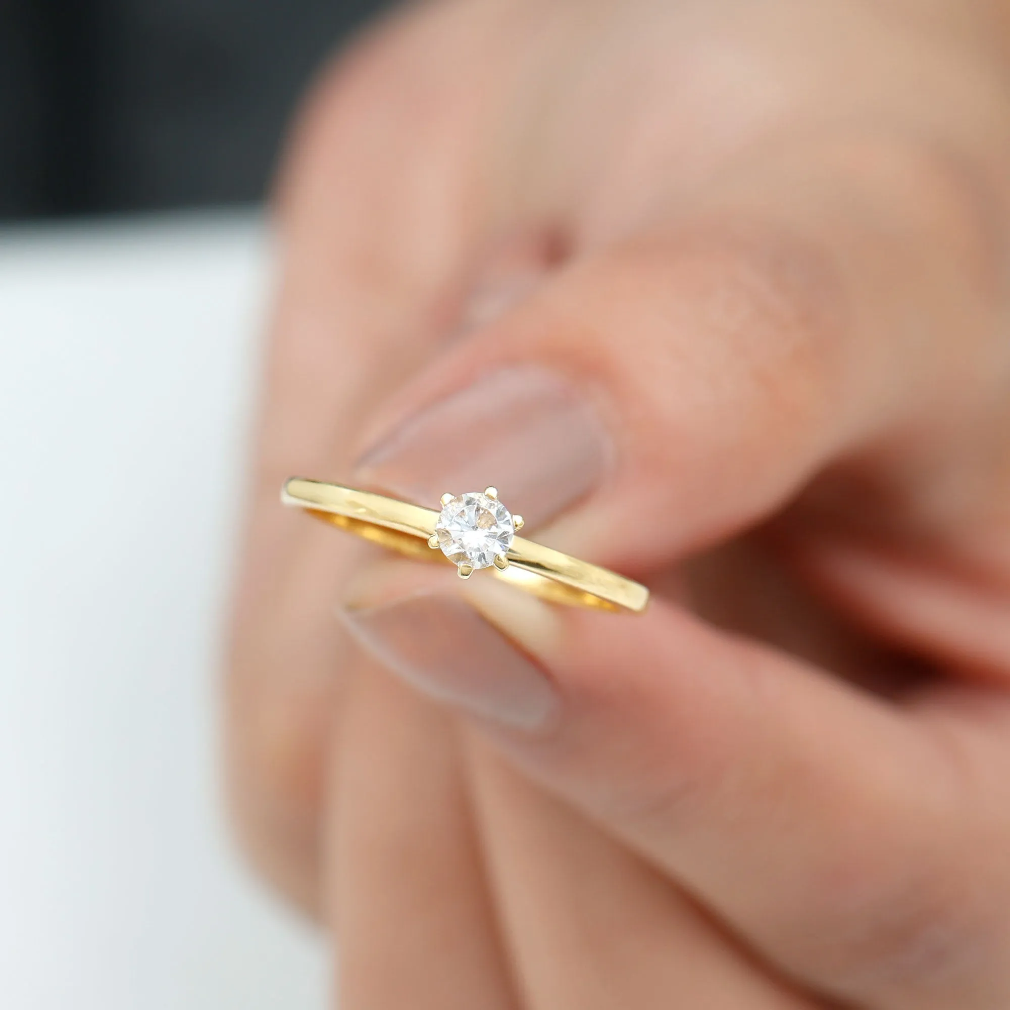 5 MM Round Zircon Solitaire Promise Ring