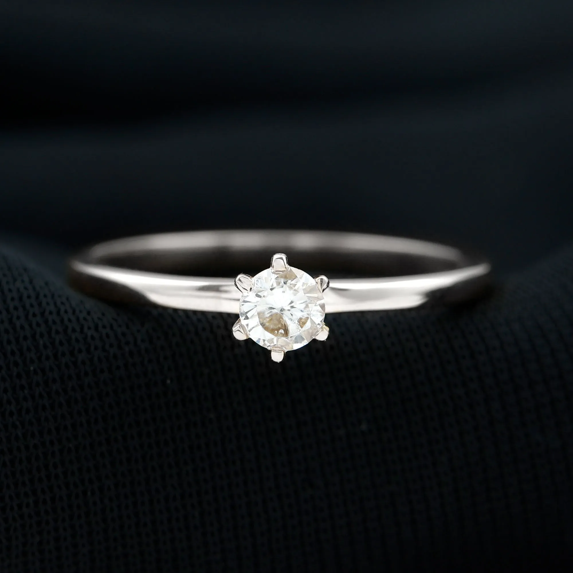 5 MM Round Zircon Solitaire Promise Ring