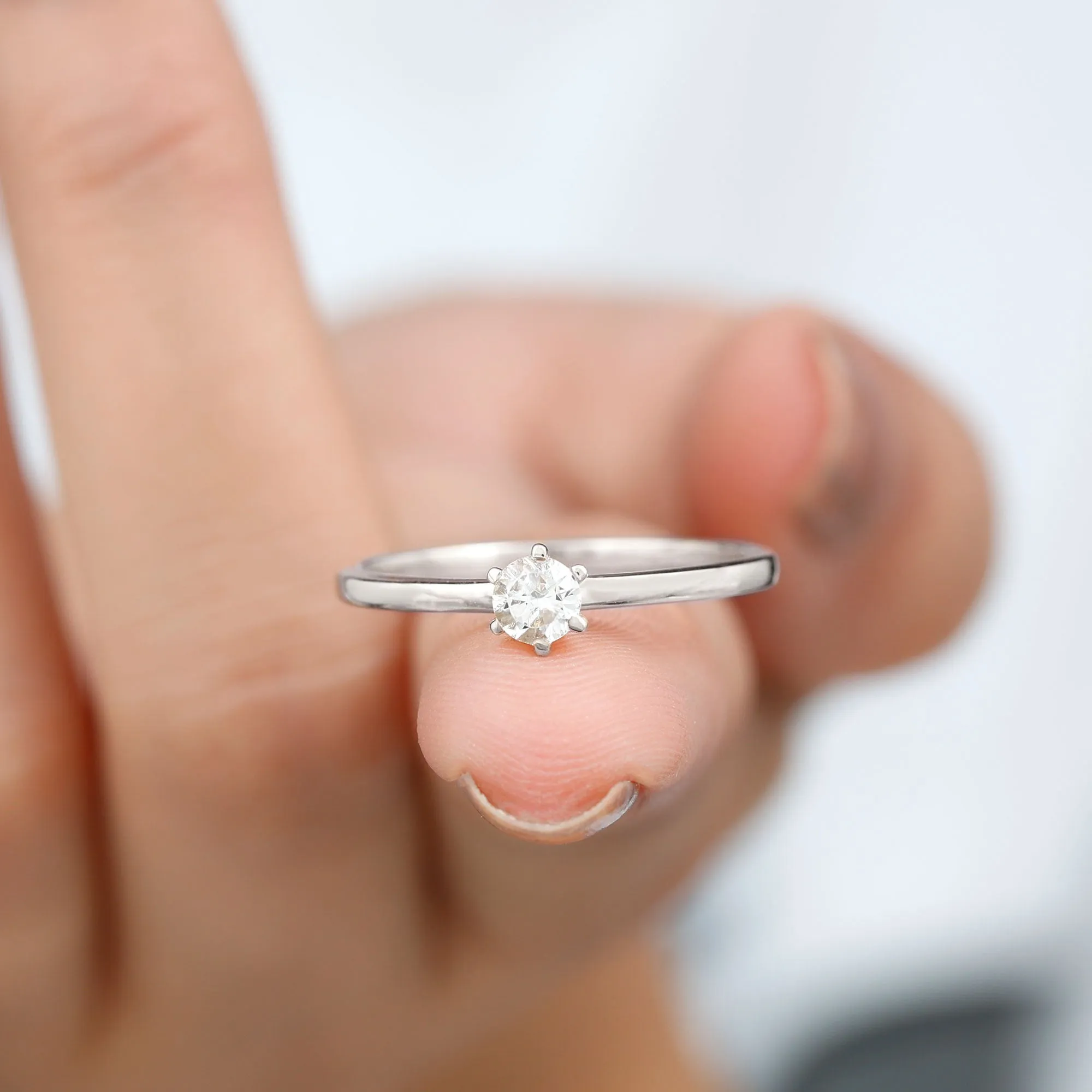 5 MM Round Zircon Solitaire Promise Ring
