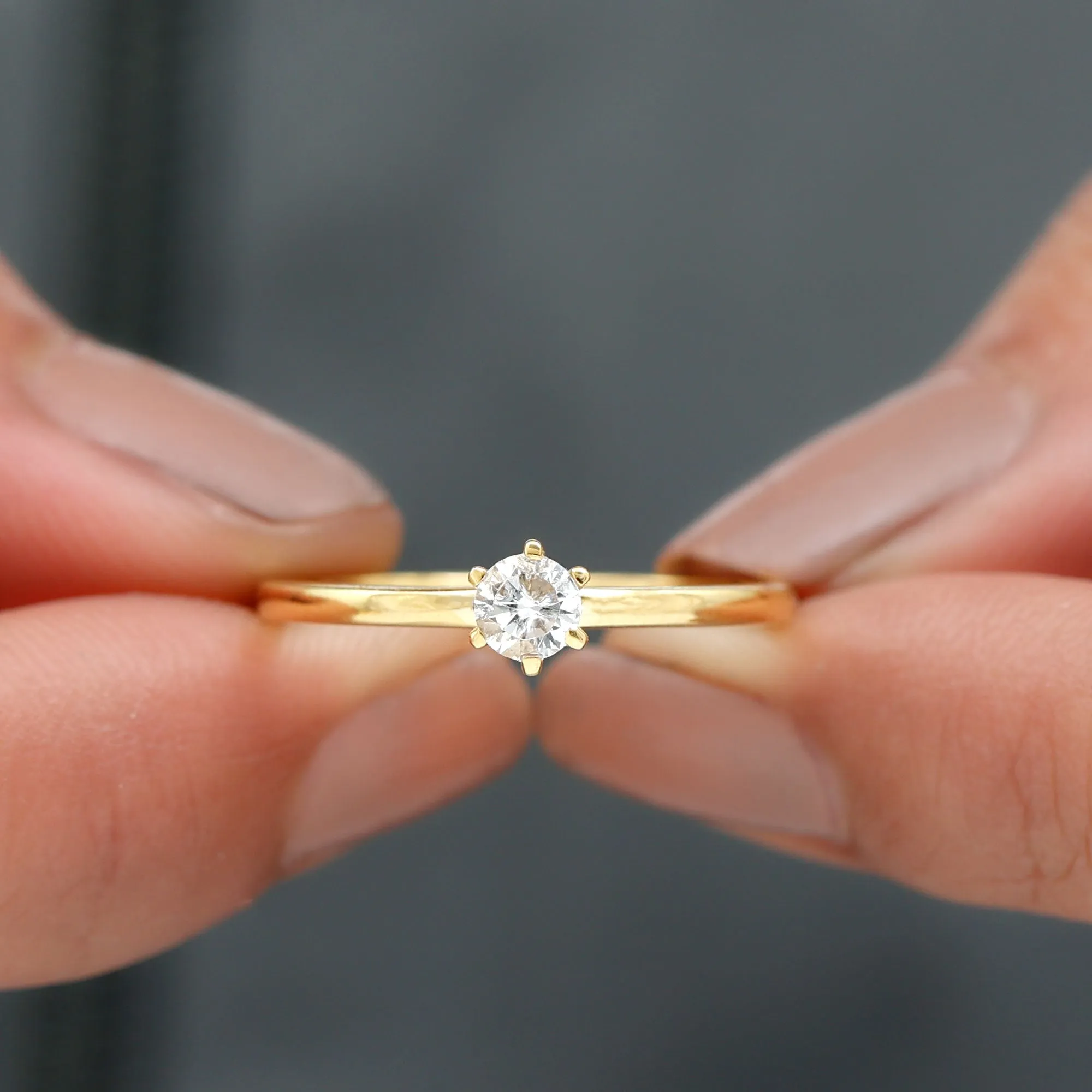 5 MM Round Zircon Solitaire Promise Ring