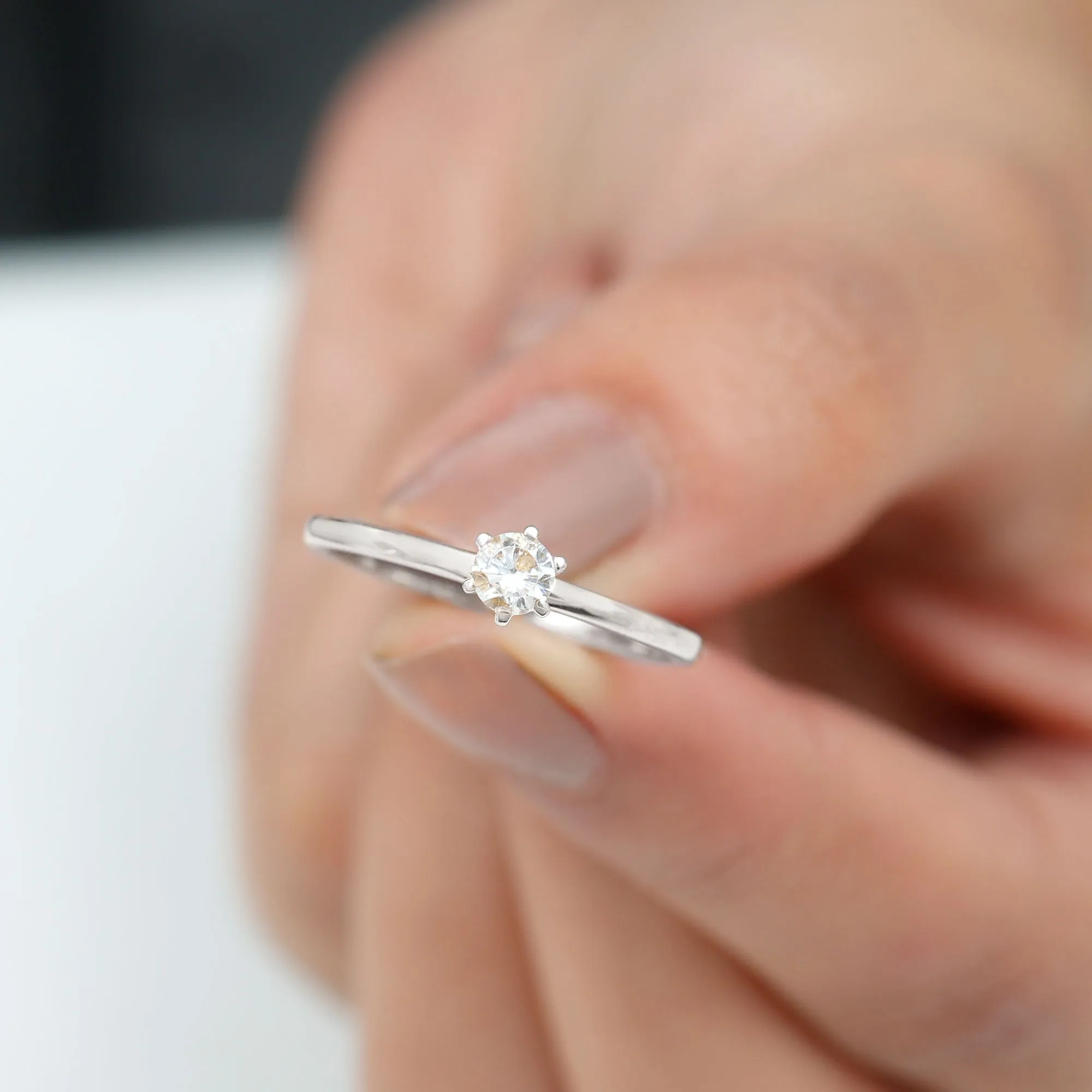 5 MM Round Zircon Solitaire Promise Ring