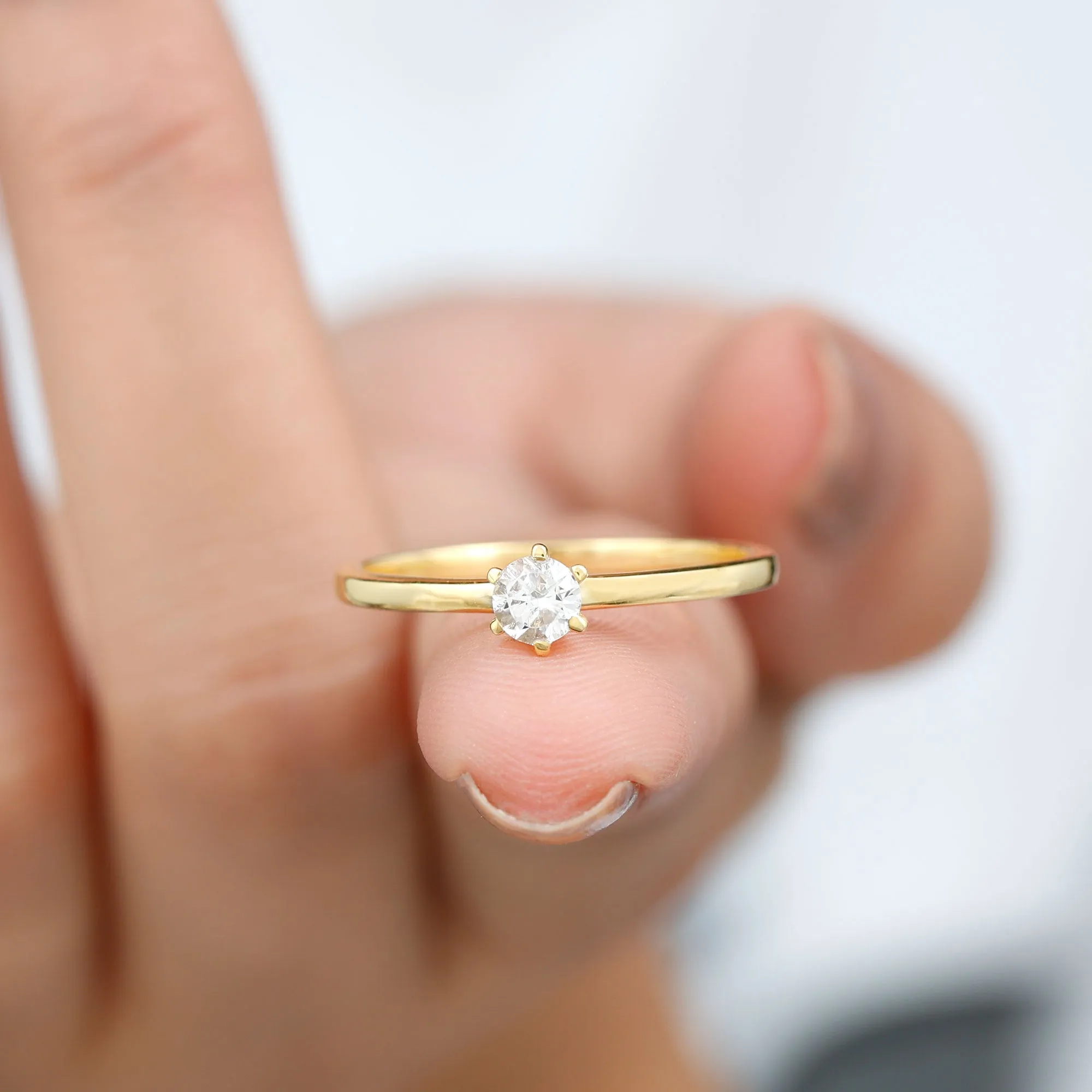 5 MM Round Zircon Solitaire Promise Ring