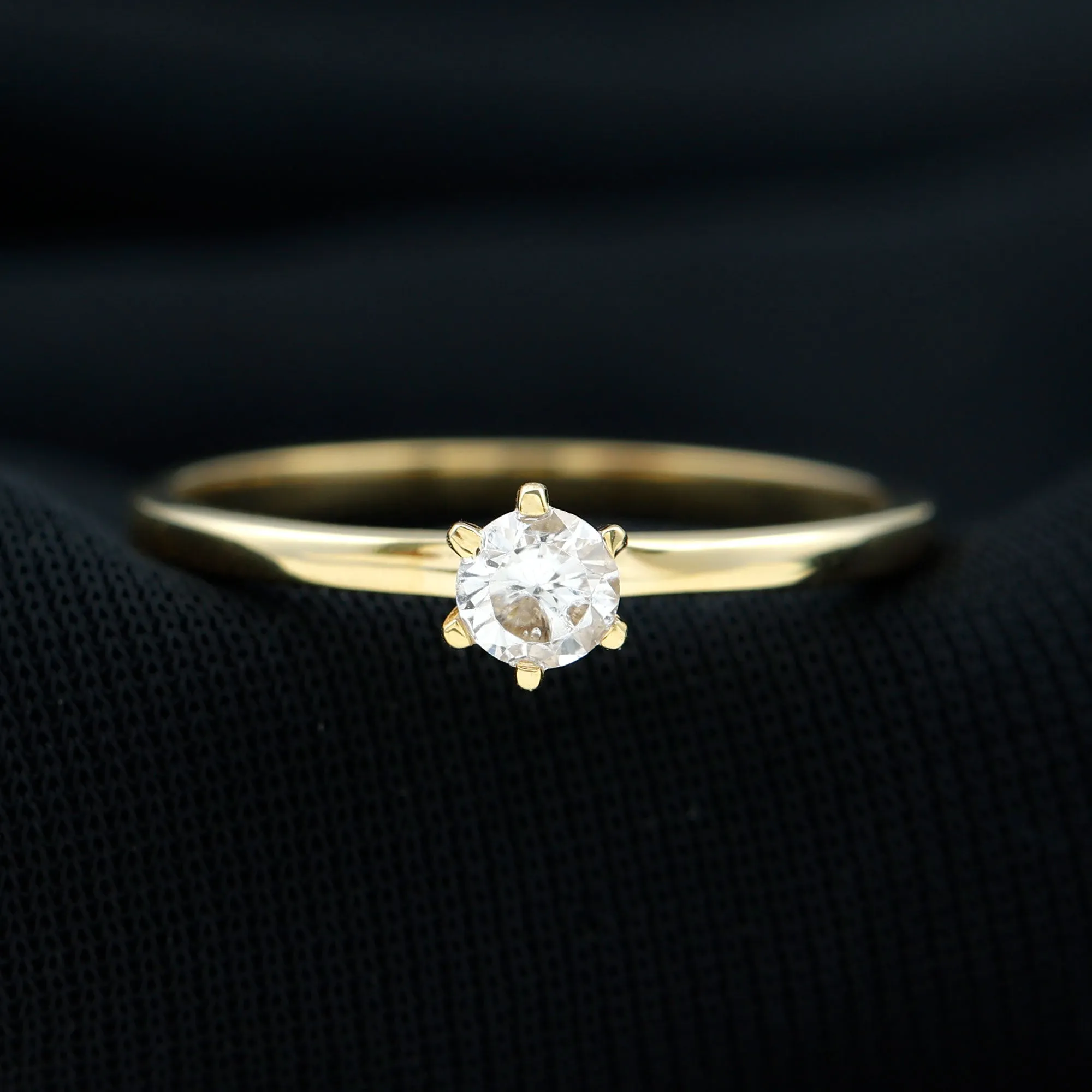 5 MM Round Zircon Solitaire Promise Ring
