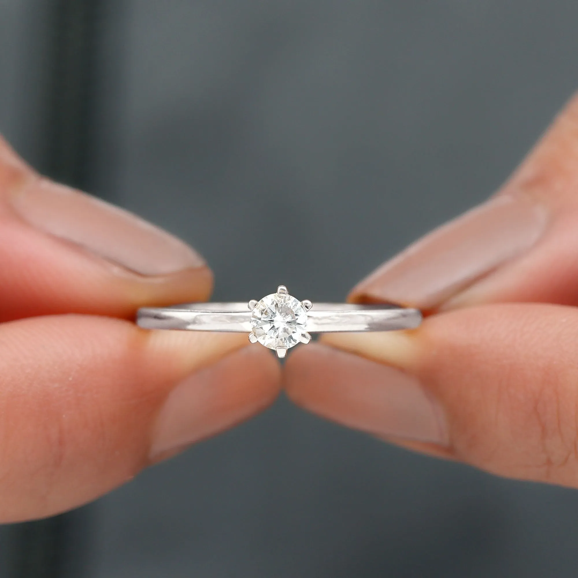 5 MM Round Zircon Solitaire Promise Ring