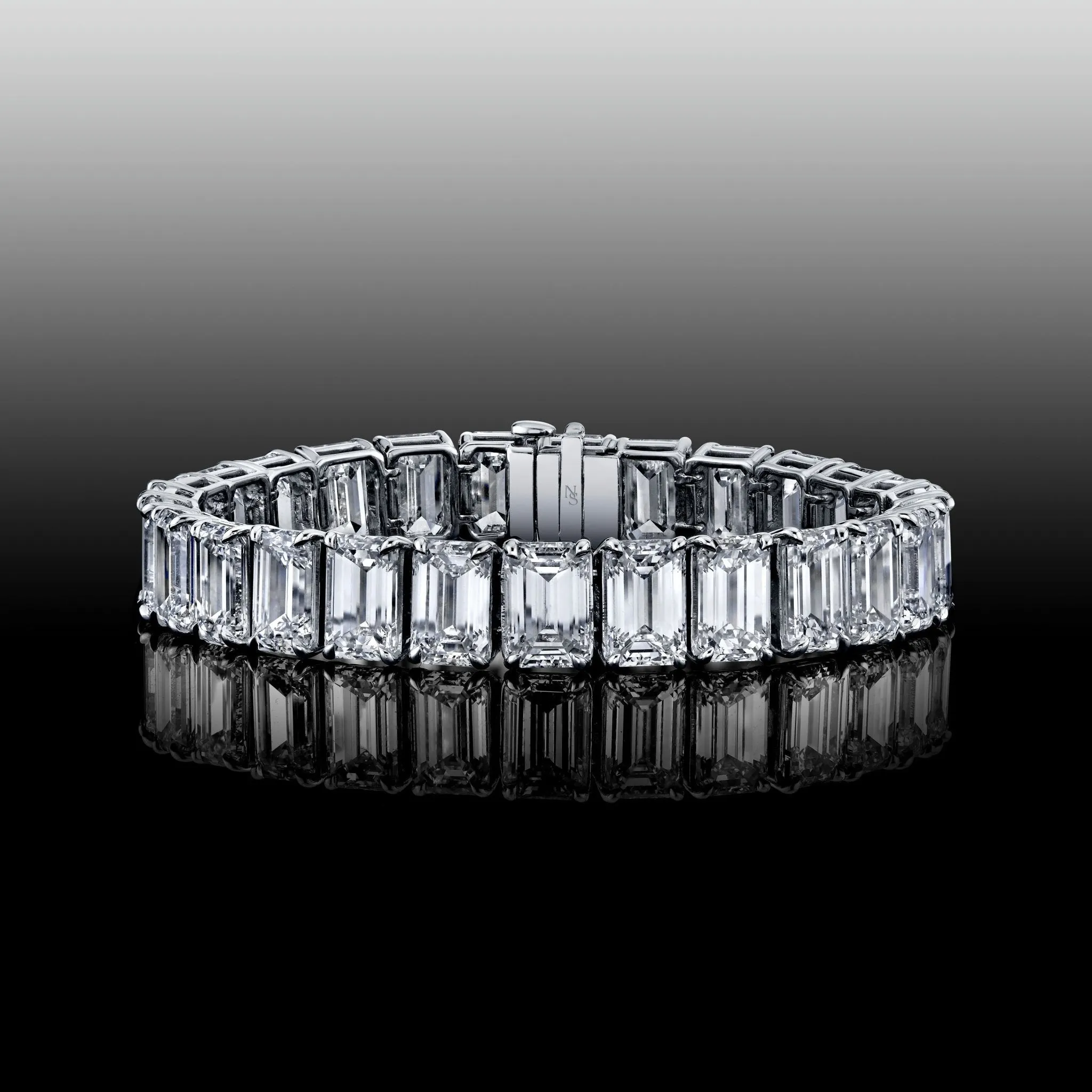 54 Carat Emerald Cut Diamond Bracelet