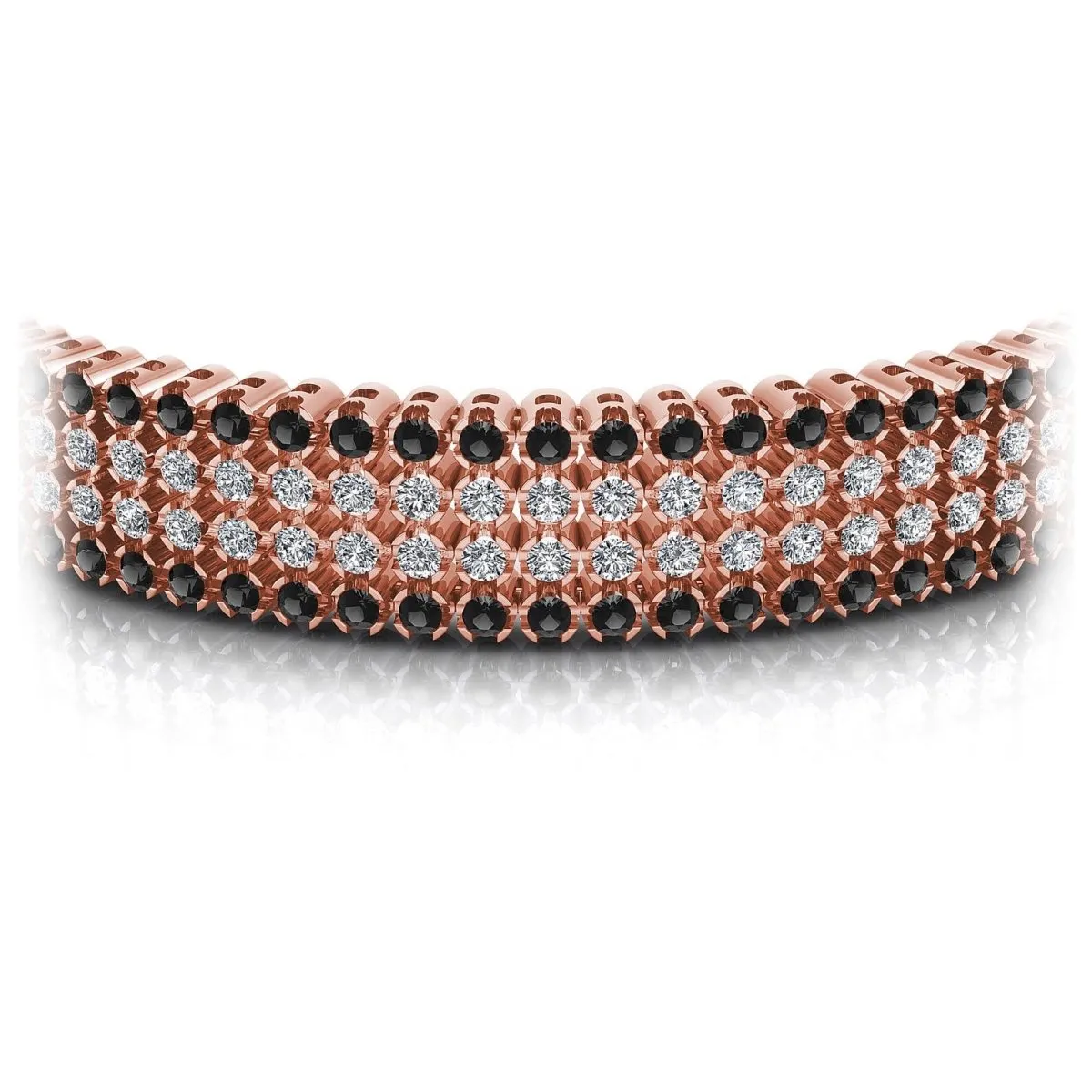 7.00-9.00 CT Round Cut Black Diamonds & Diamonds - Diamond Bracelet