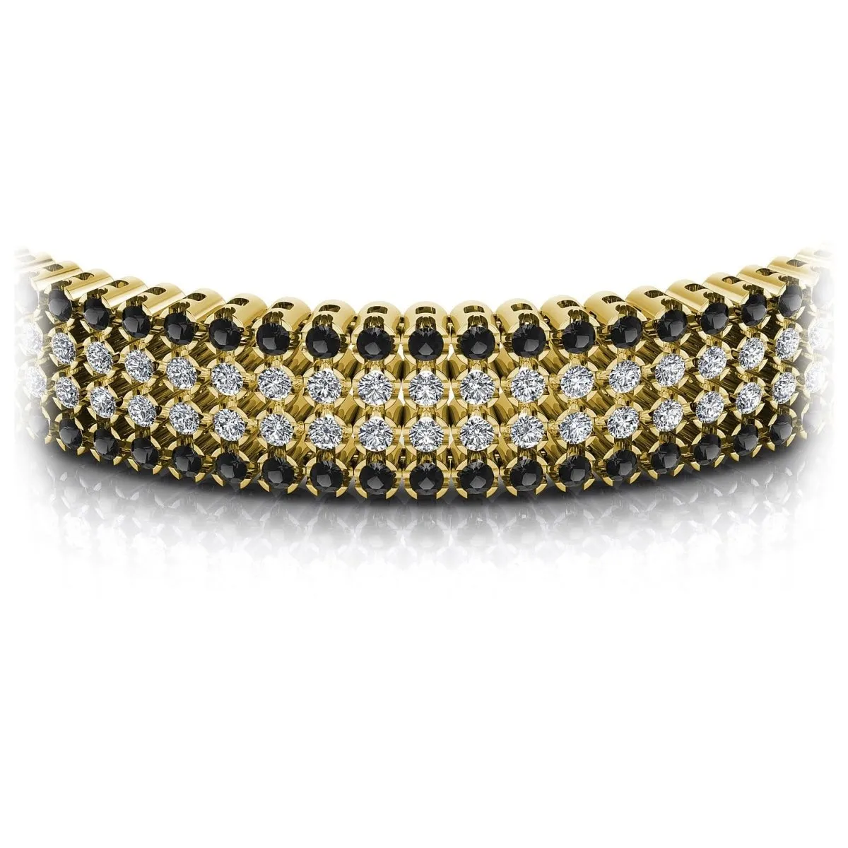 7.00-9.00 CT Round Cut Black Diamonds & Diamonds - Diamond Bracelet