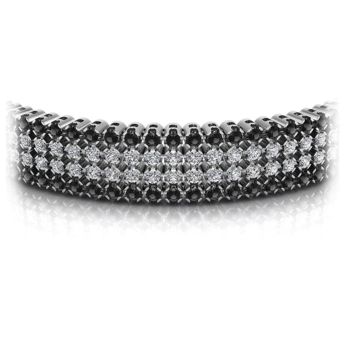 7.00-9.00 CT Round Cut Black Diamonds & Diamonds - Diamond Bracelet