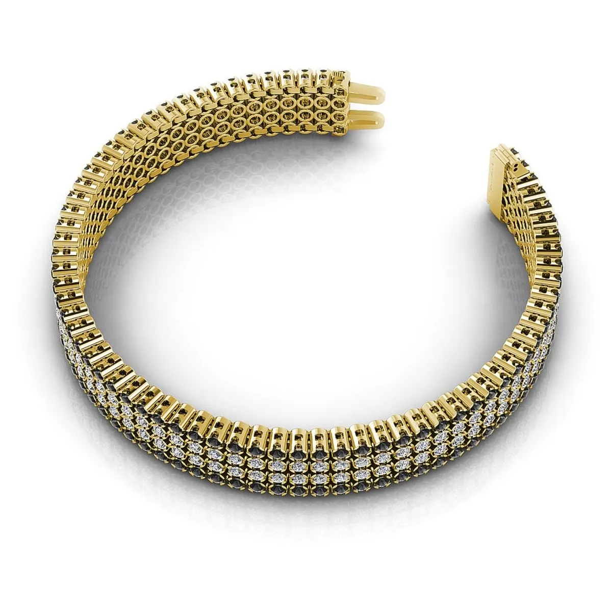 7.00-9.00 CT Round Cut Black Diamonds & Diamonds - Diamond Bracelet
