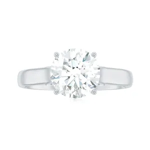 8 MM Round Cut Solitaire and Hidden Moissanite Ring with Accented Bridge