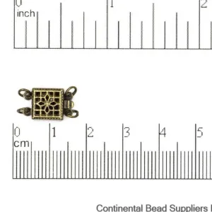 9mm Filigree Flower Square Box Clasp - Made of Brass - Sold Individually - CL/4