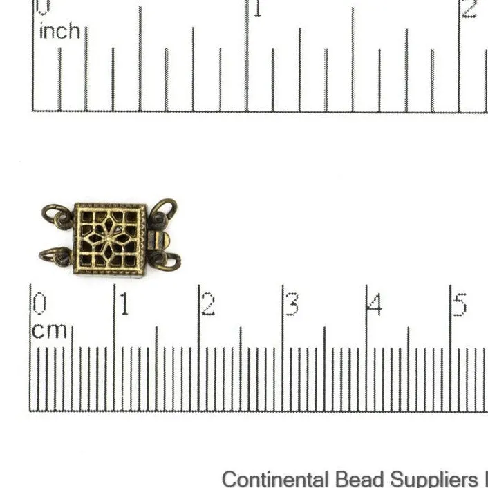 9mm Filigree Flower Square Box Clasp - Made of Brass - Sold Individually - CL/4