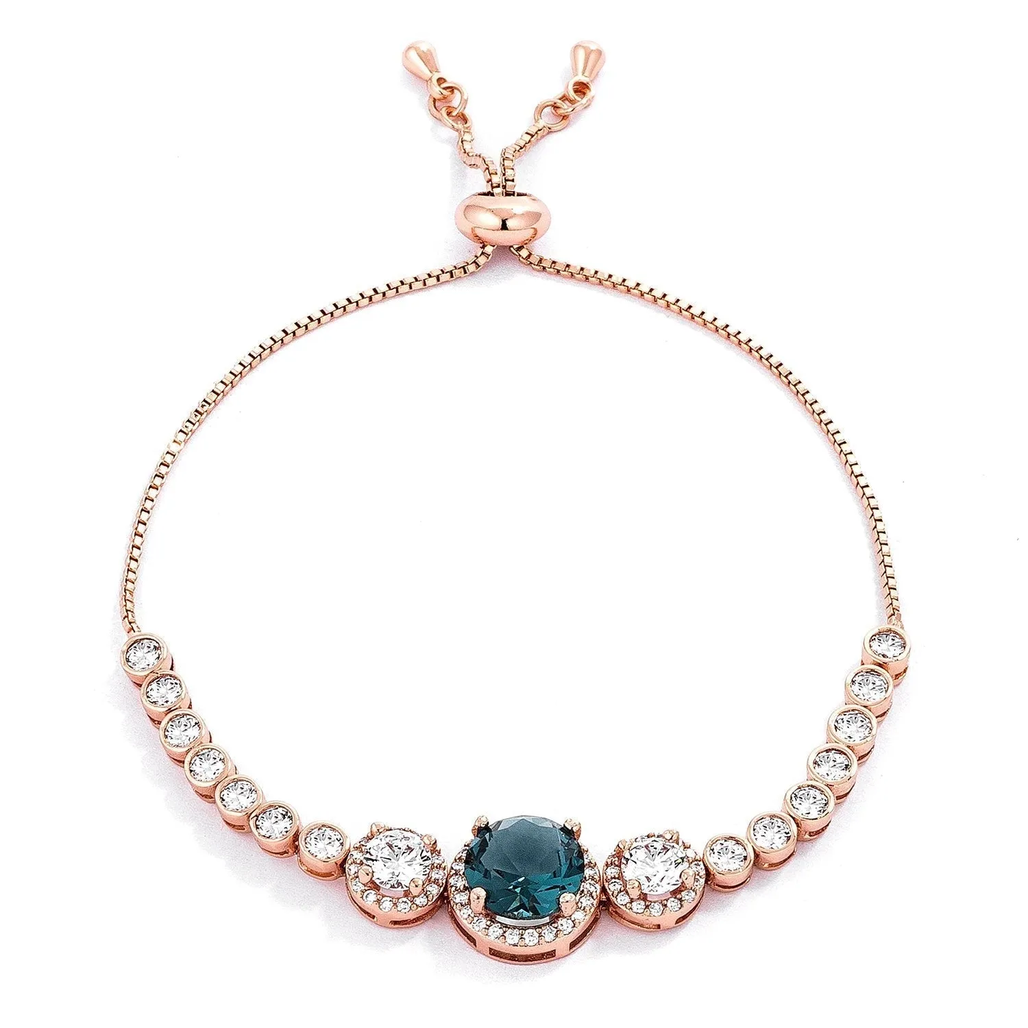 Abigail Lt Green Graduated CZ Bolo Slider Bracelet