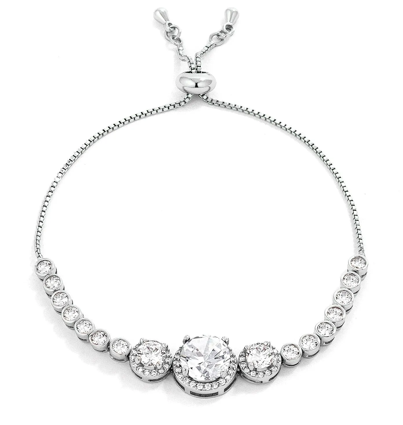 Abigail Lt Green Graduated CZ Bolo Slider Bracelet