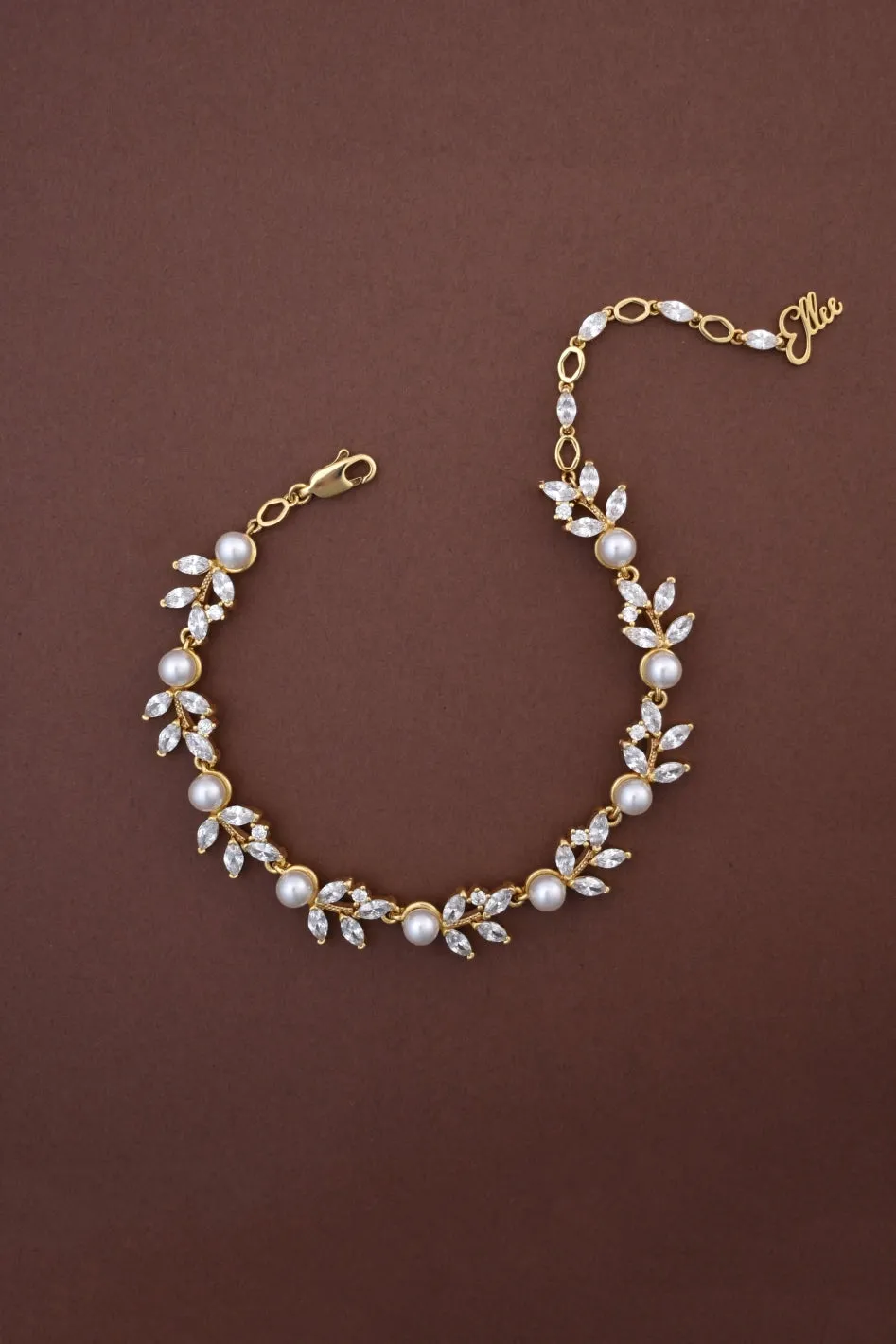 ANGEL LUXE Simulated Diamond and Pearl Bracelet