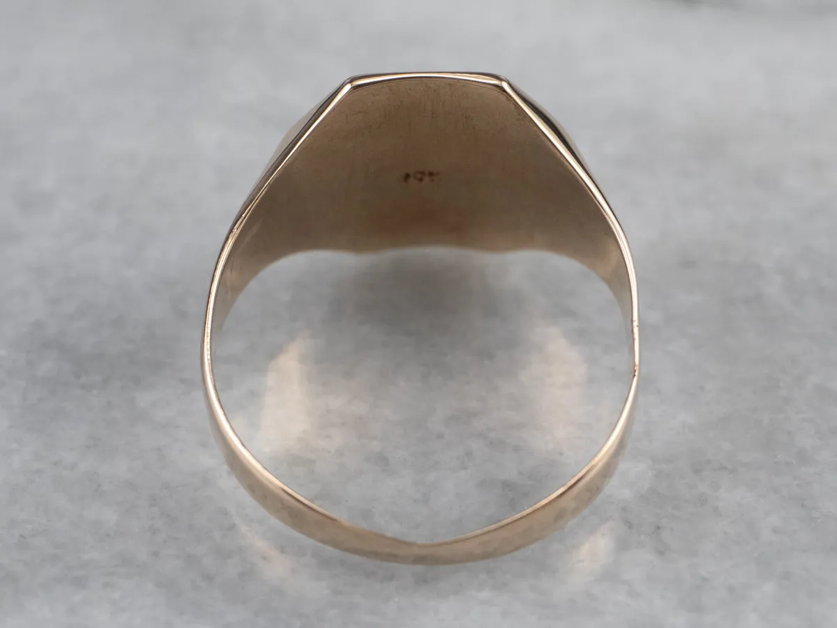 Antique Monogram Octagonal Gold Signet Ring