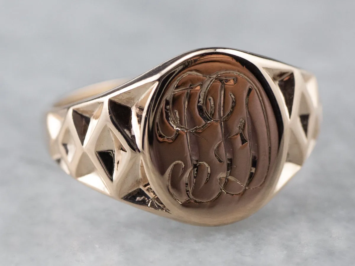 Antique Monogram "TFD" Signet Ring