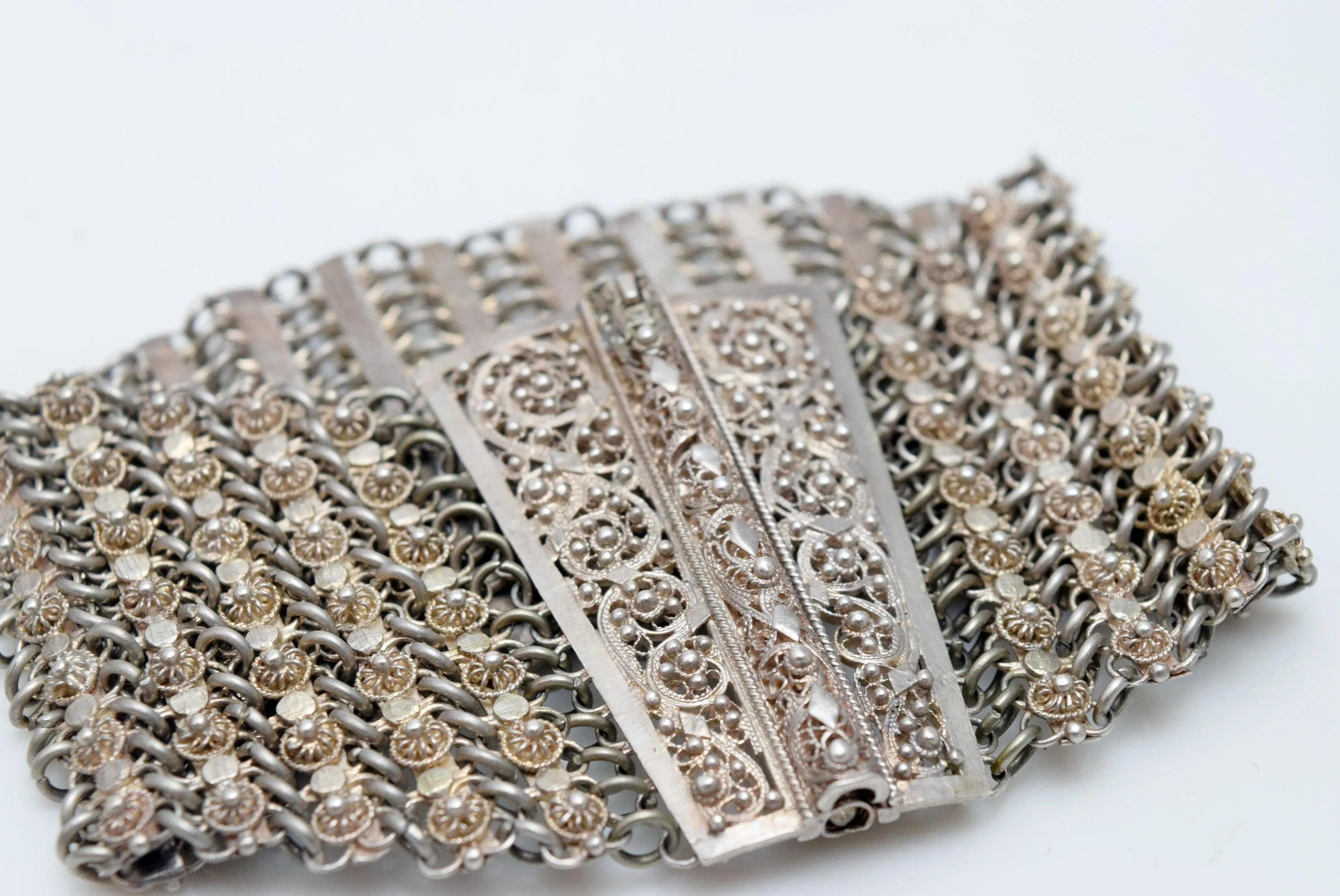 Antique Silver Ottoman Filigree Link Bracelet