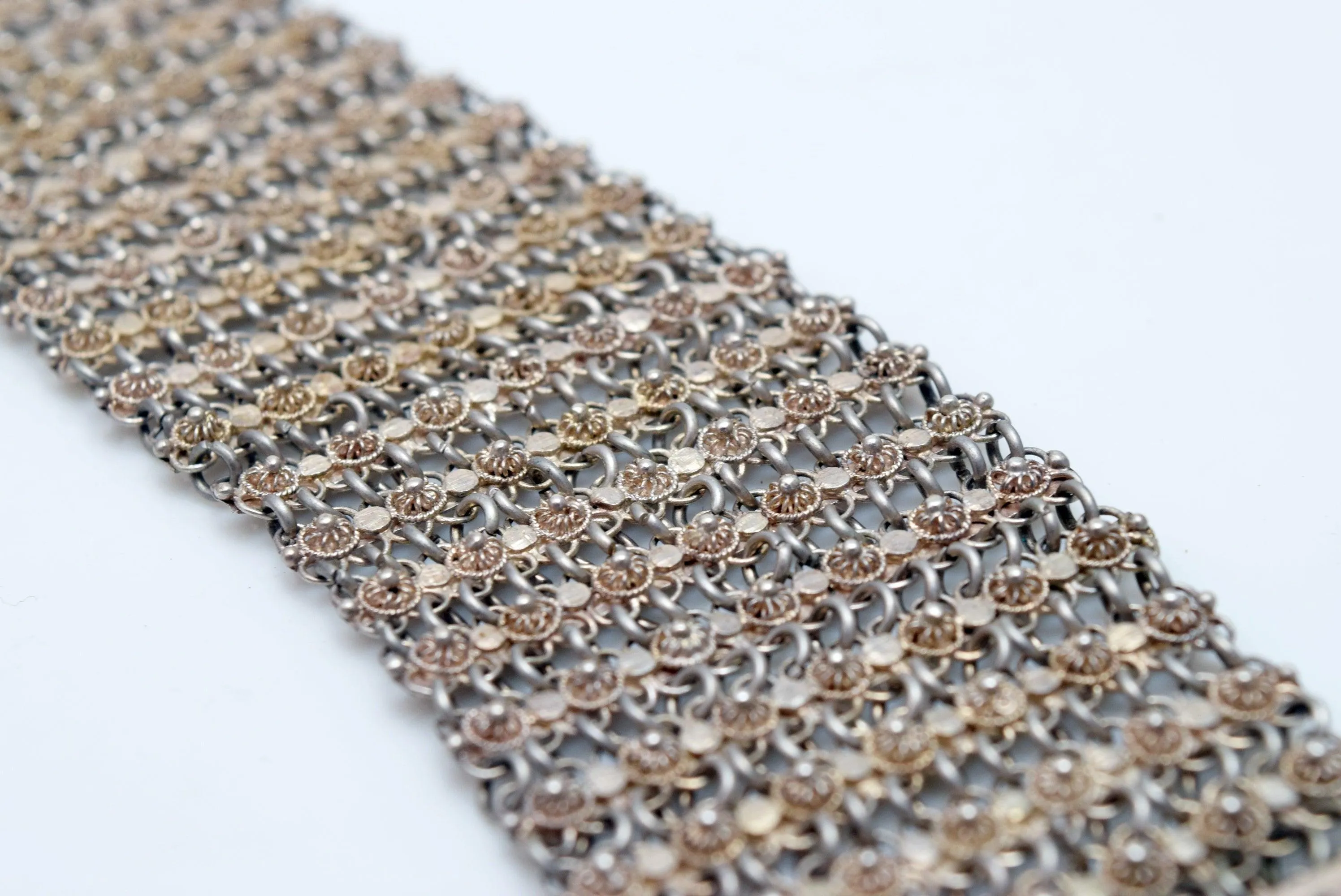Antique Silver Ottoman Filigree Link Bracelet