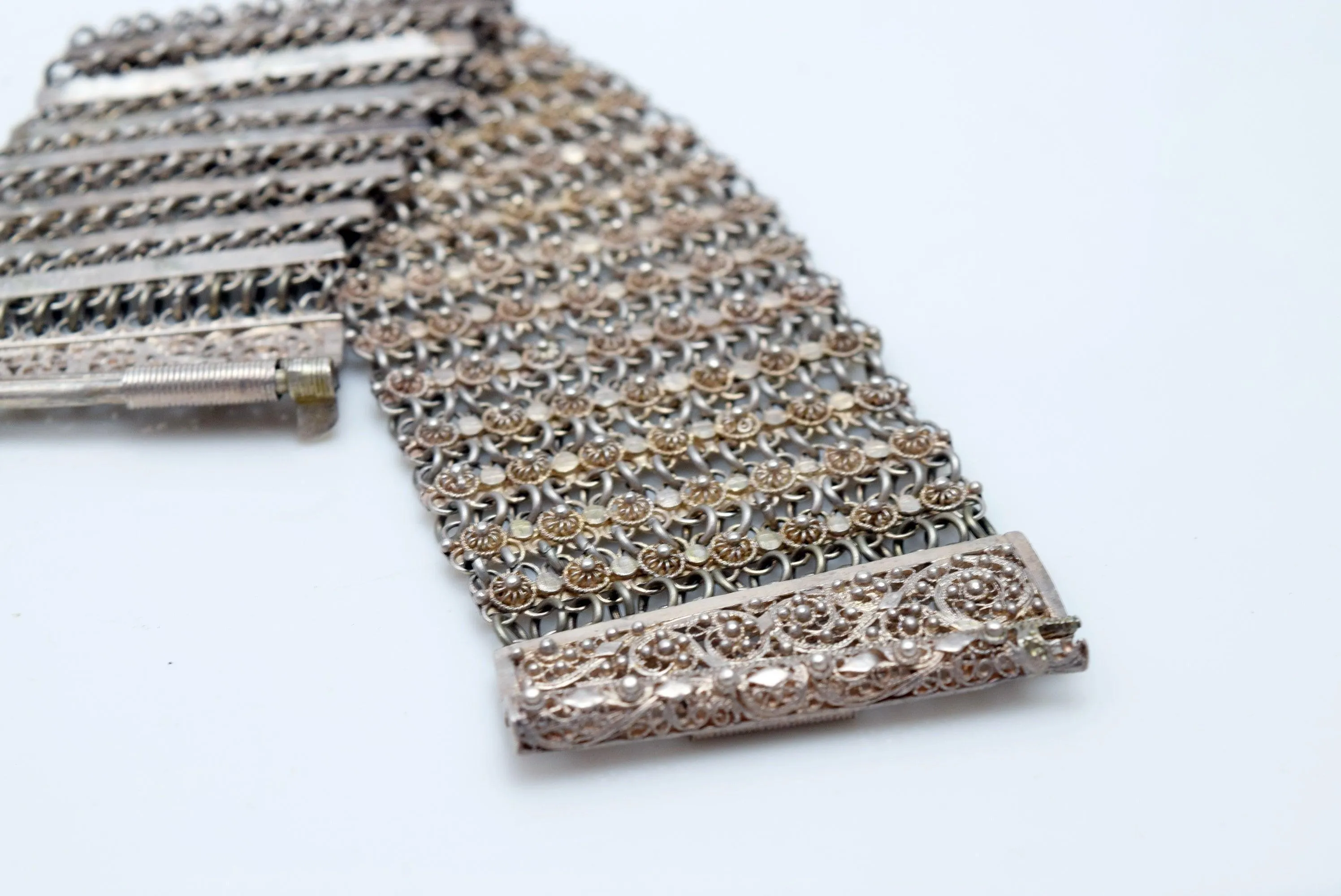 Antique Silver Ottoman Filigree Link Bracelet