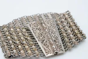 Antique Silver Ottoman Filigree Link Bracelet