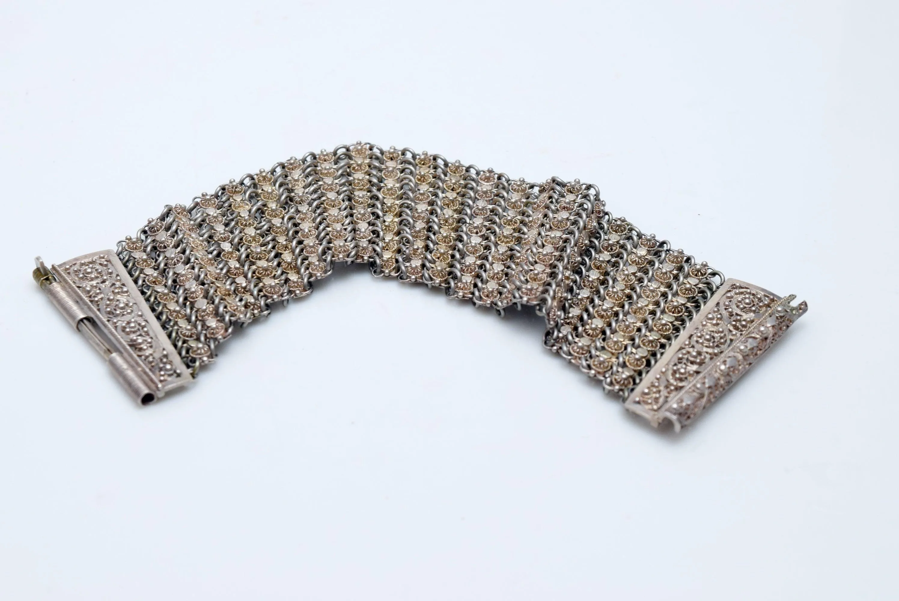Antique Silver Ottoman Filigree Link Bracelet