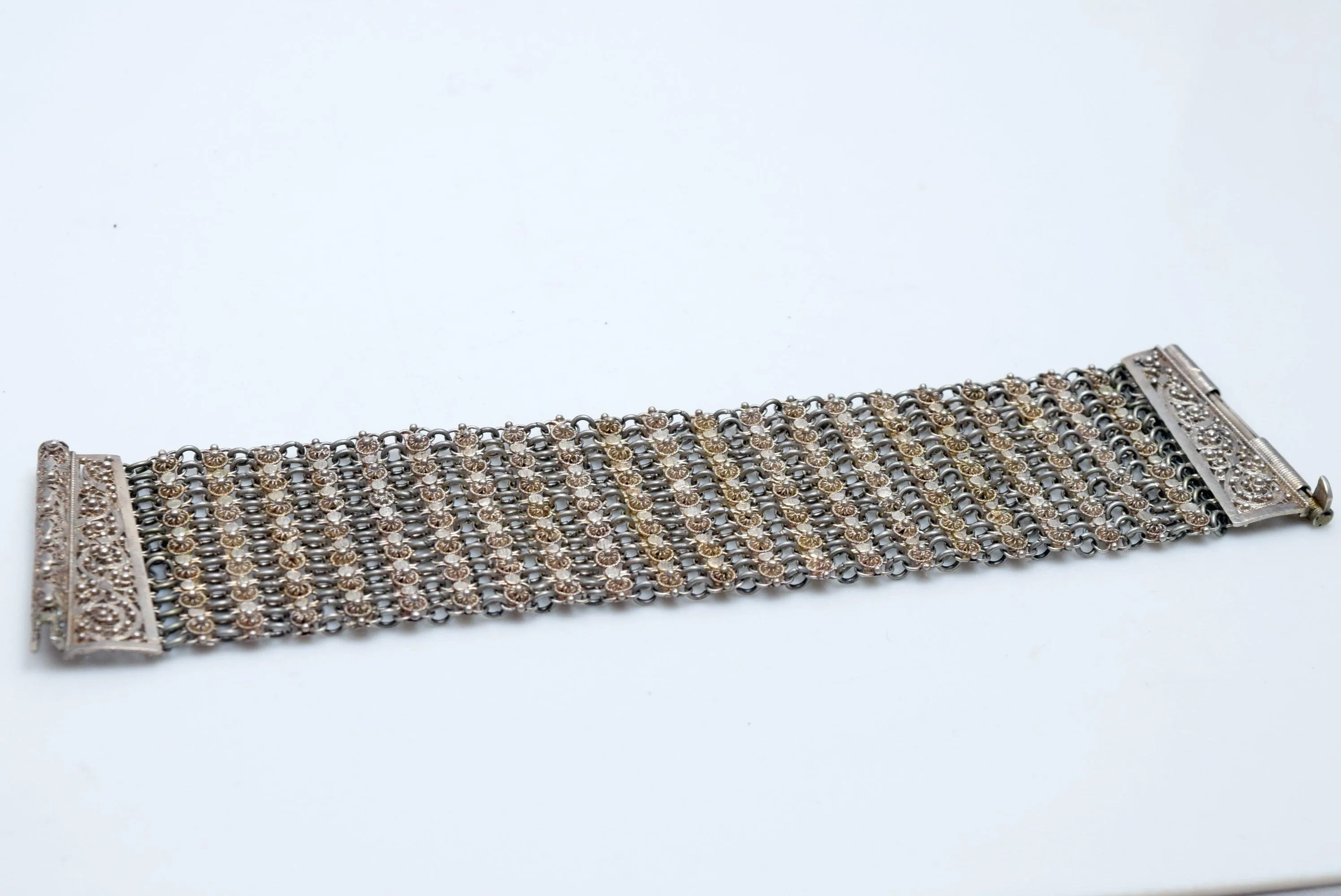 Antique Silver Ottoman Filigree Link Bracelet
