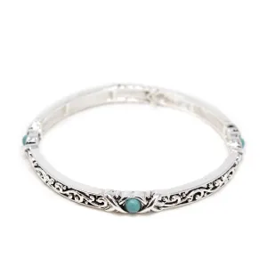 Antique Silver Stretch Bracelet XTurquoiseX Stones