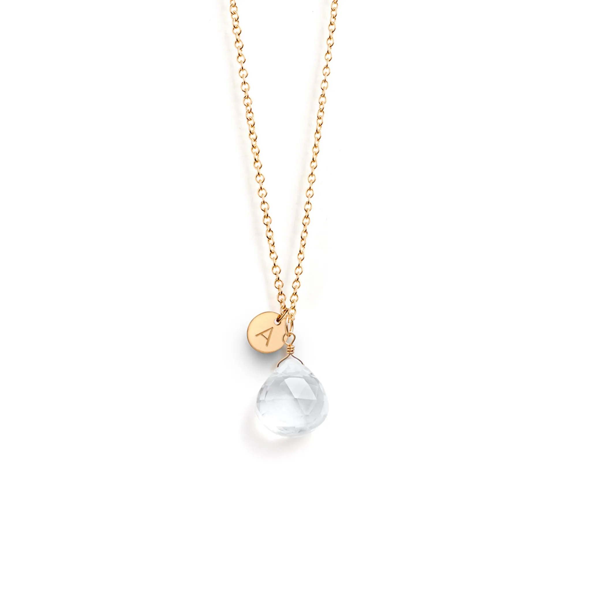 April Clear Quartz Birthstone Necklace
