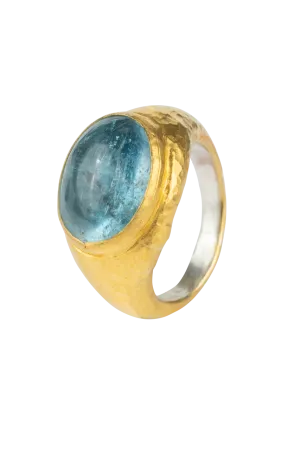 Aquamarine & 24K Gold Ring