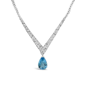 Aquamarine & Diamond Estate Necklace