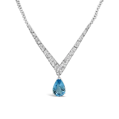 Aquamarine & Diamond Estate Necklace