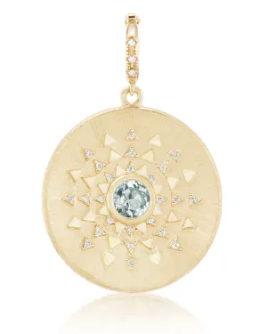Aquamarine and Diamond Major Sun Sign Medallion Pendant