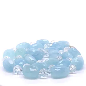 Aquamarine And Quartz Bead Fashion Necklace