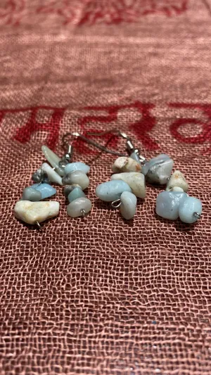 Aquamarine Chips Dual-Strand Earrings