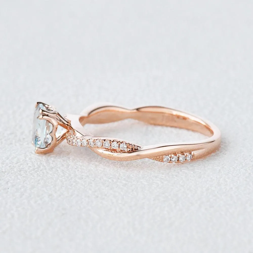 Aquamarine Classic Solitaire Twist Ring