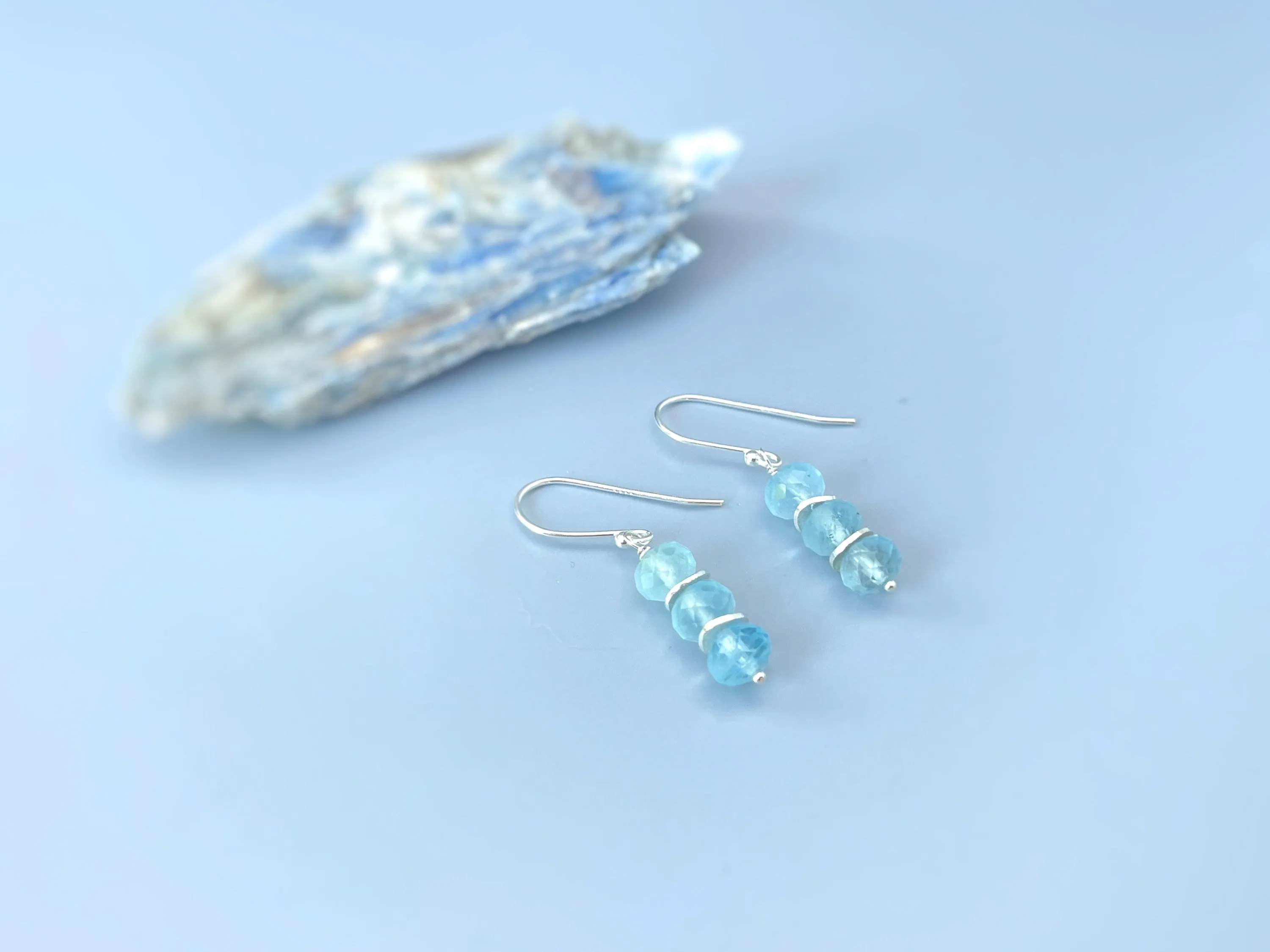 Aquamarine earrings dangle, Gold