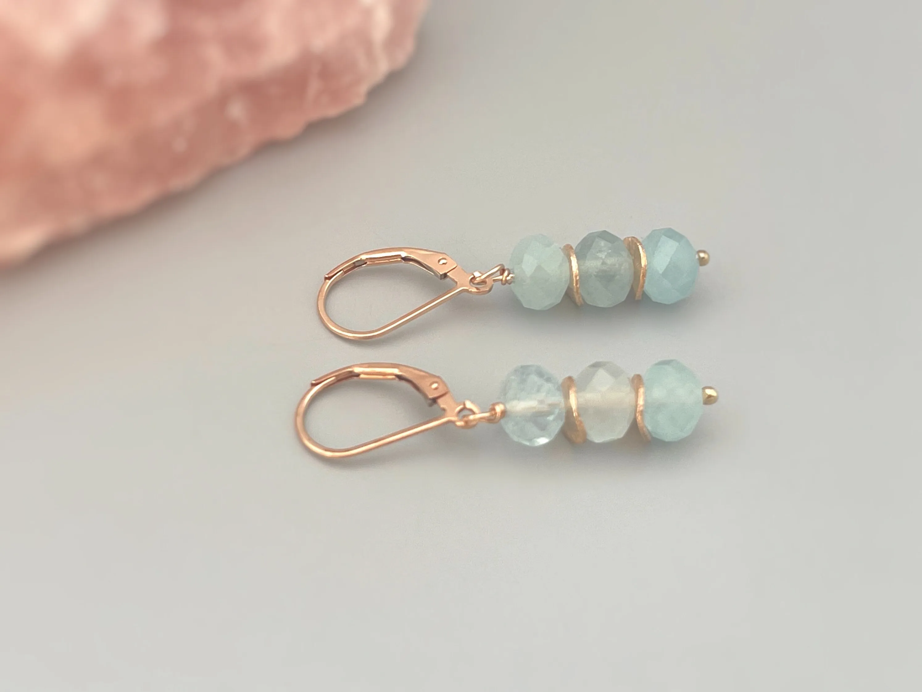 Aquamarine earrings dangle, Gold