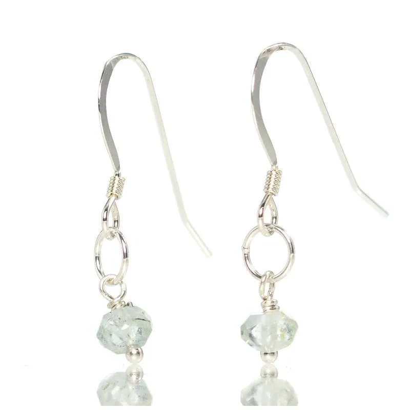 Aquamarine Earrings with Sterling Silver French Ear Wire