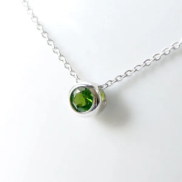 Aquamarine Garnet Diopside Pendant Necklace in 18K White Gold Plated Sterling Silver For Women