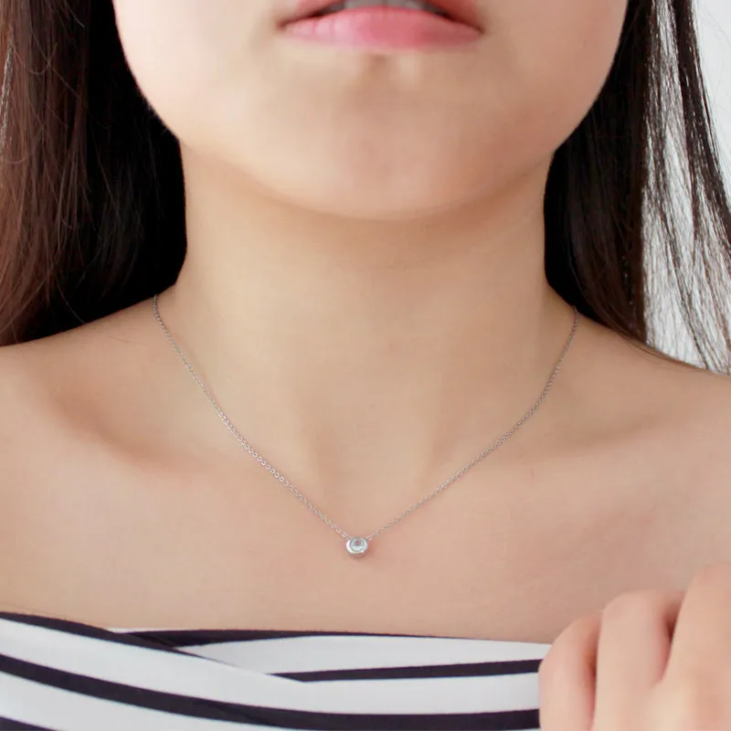 Aquamarine Garnet Diopside Pendant Necklace in 18K White Gold Plated Sterling Silver For Women