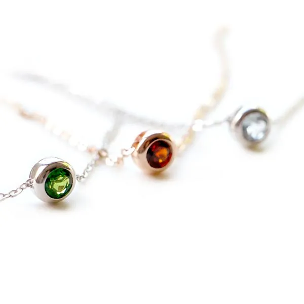 Aquamarine Garnet Diopside Pendant Necklace in 18K White Gold Plated Sterling Silver For Women