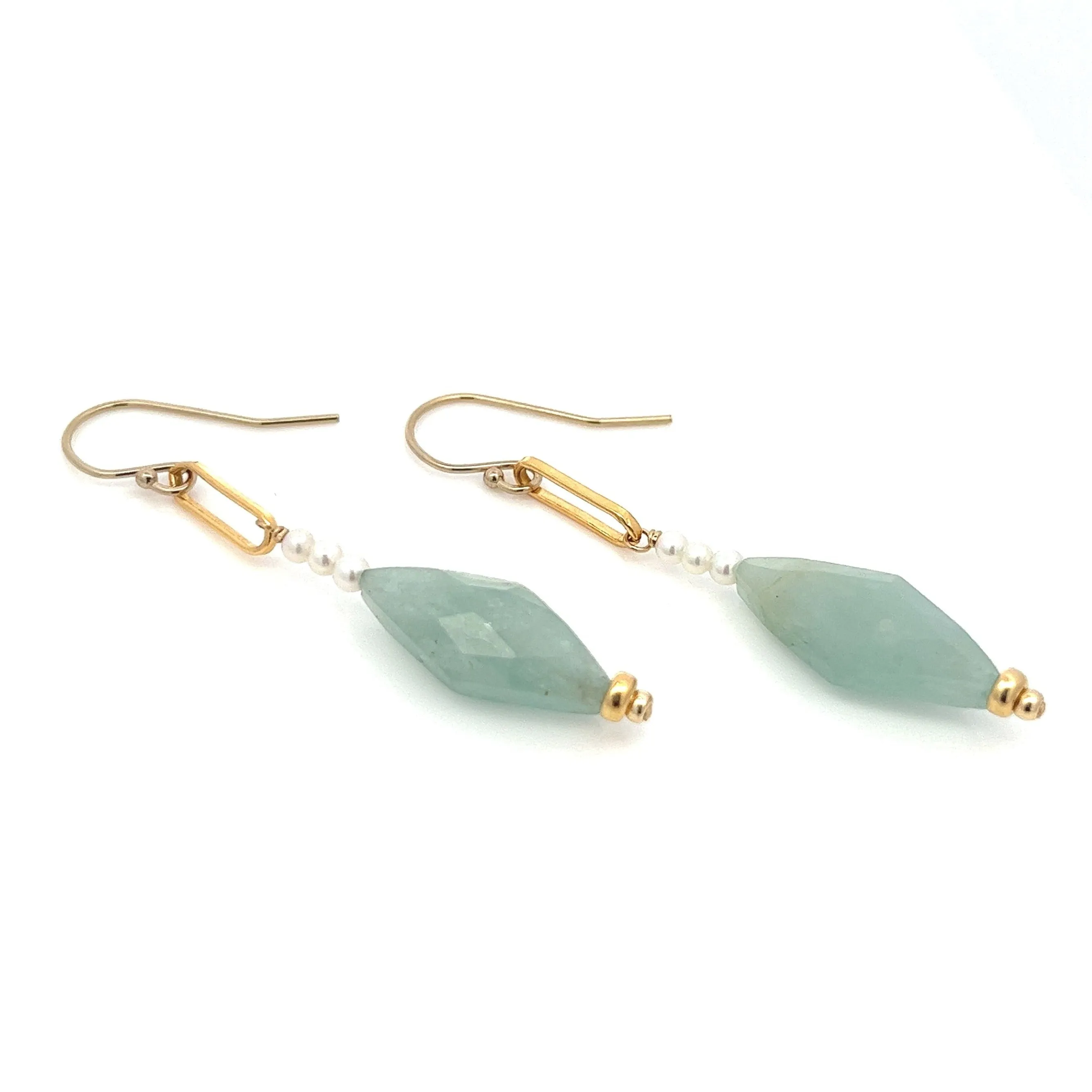 aquamarine kite & baby pearl drop earrings