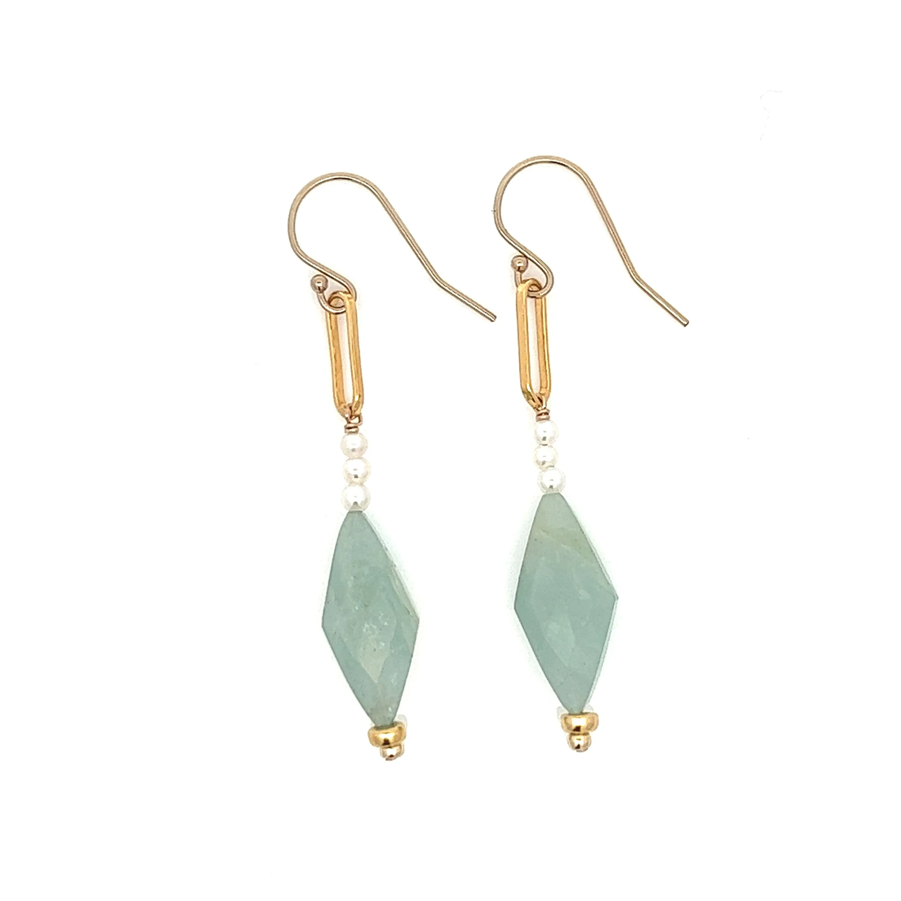 aquamarine kite & baby pearl drop earrings