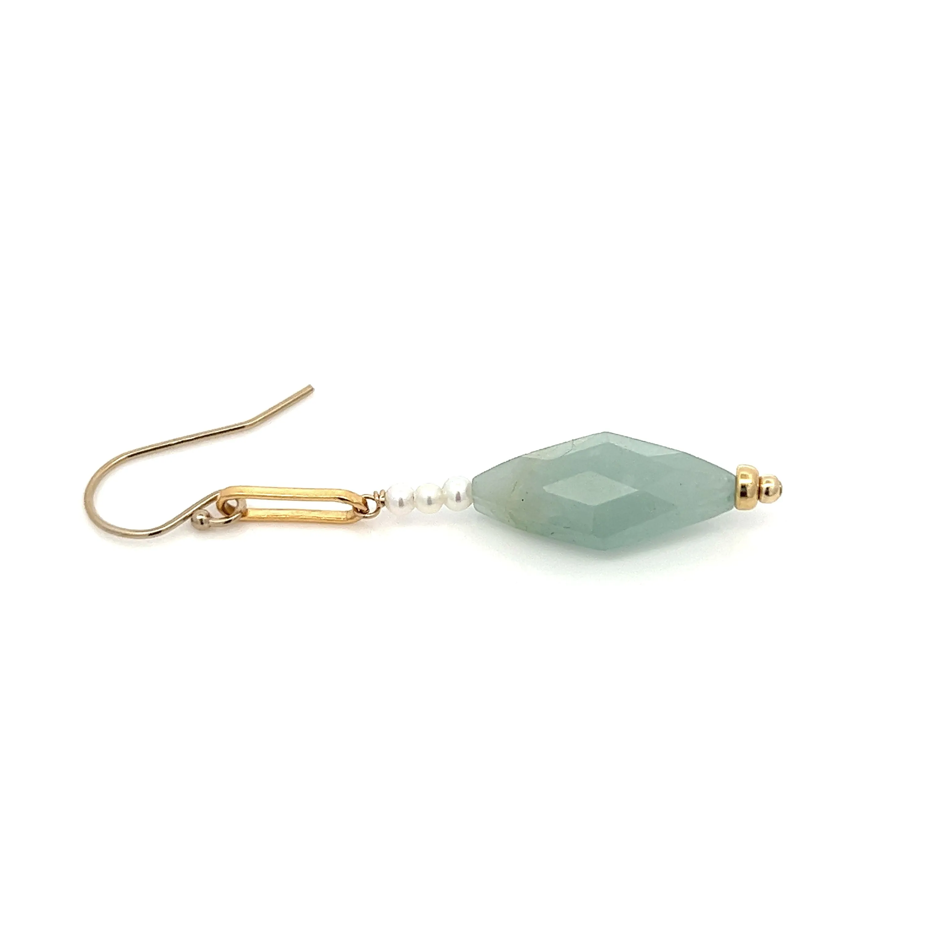 aquamarine kite & baby pearl drop earrings