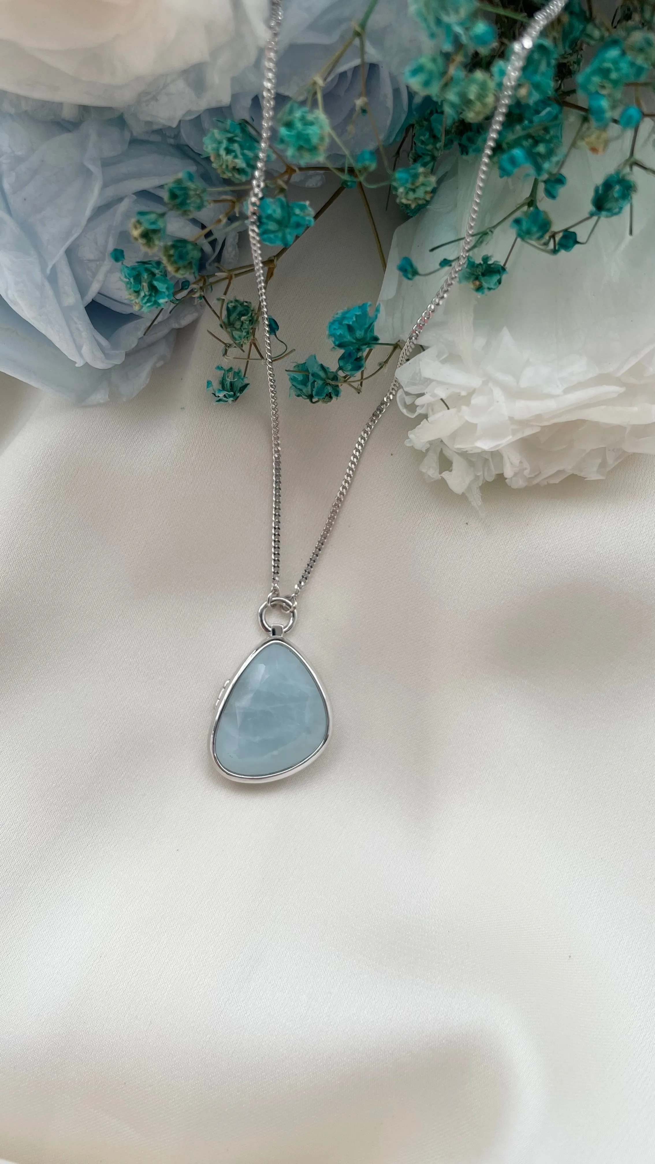 Aquamarine Statement Locket in Sterling Silver
